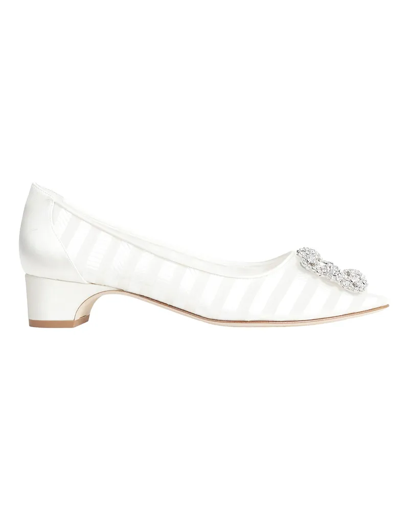 Manolo Blahnik Hangisi Bar Pumps White
