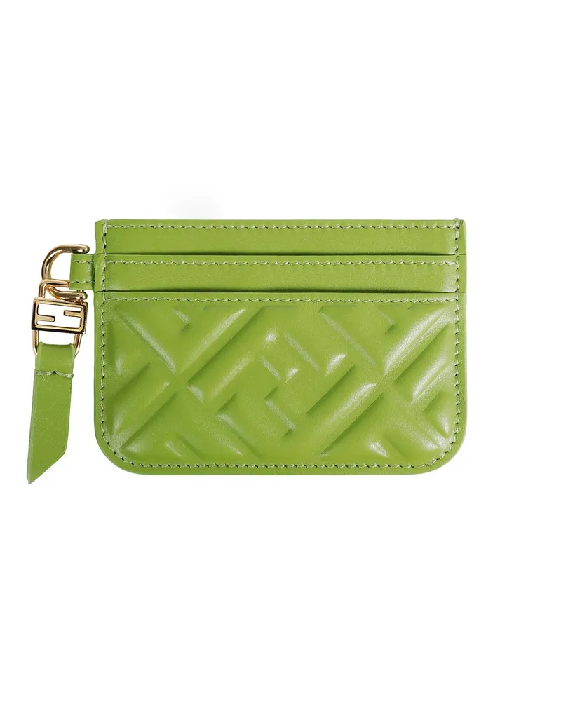 Fendi Baguette Leather Card Holder Green