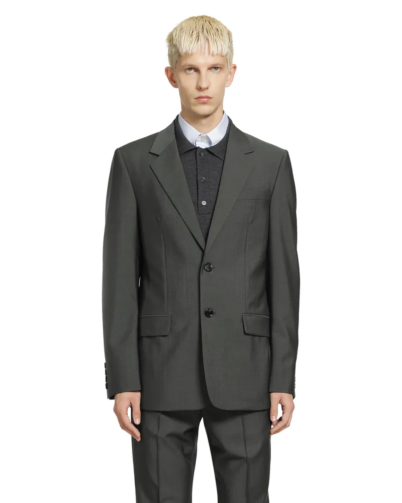 Valentino Garavani Single-Breasted Wool Jacket Grey