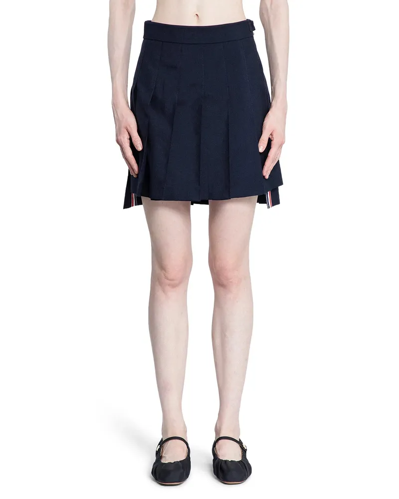 Thom Browne Gonna a pieghe per uniforme scolastica a tessuto semplice Blue