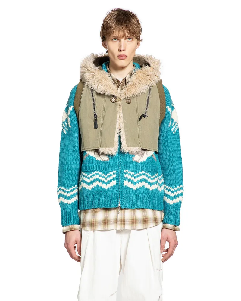 KAPITAL Herringbone Ring Coat Lining Hoodie Green