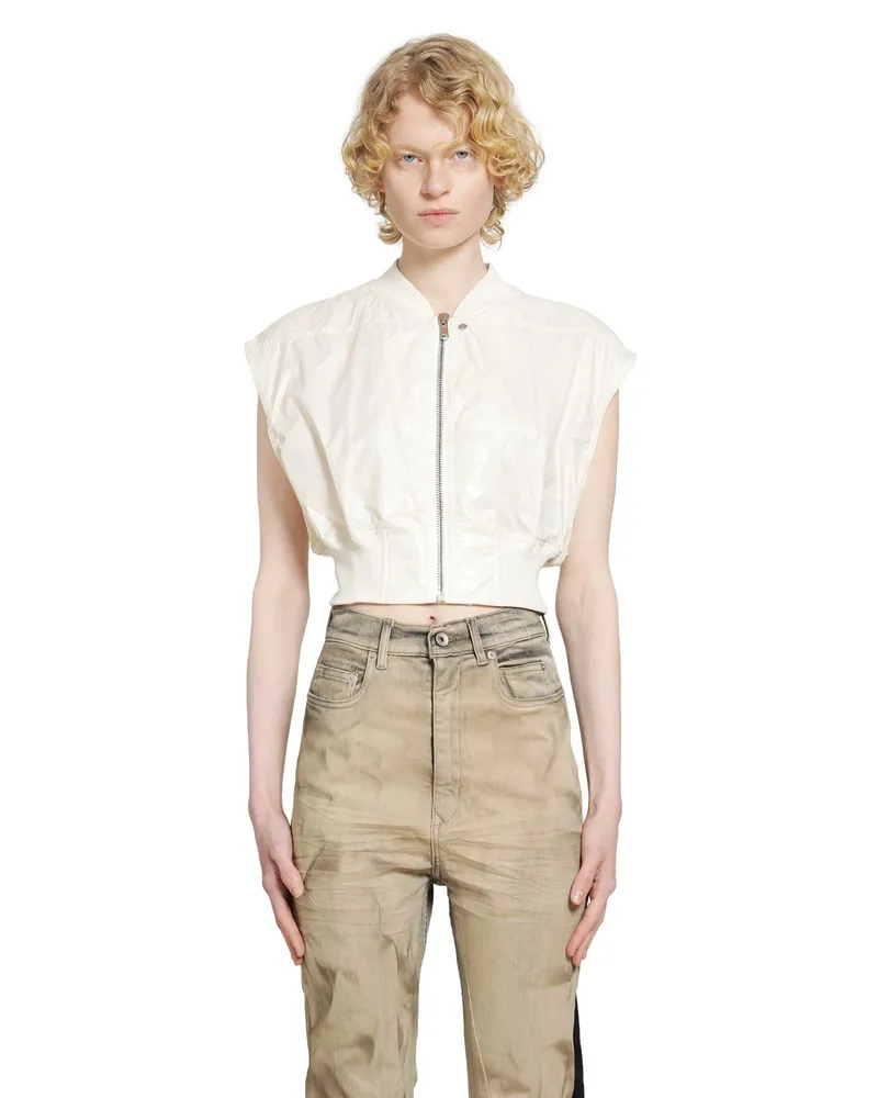 DRKSHDW by Rick Owens Temple Taitlin Bomber in Shiny Nylon White