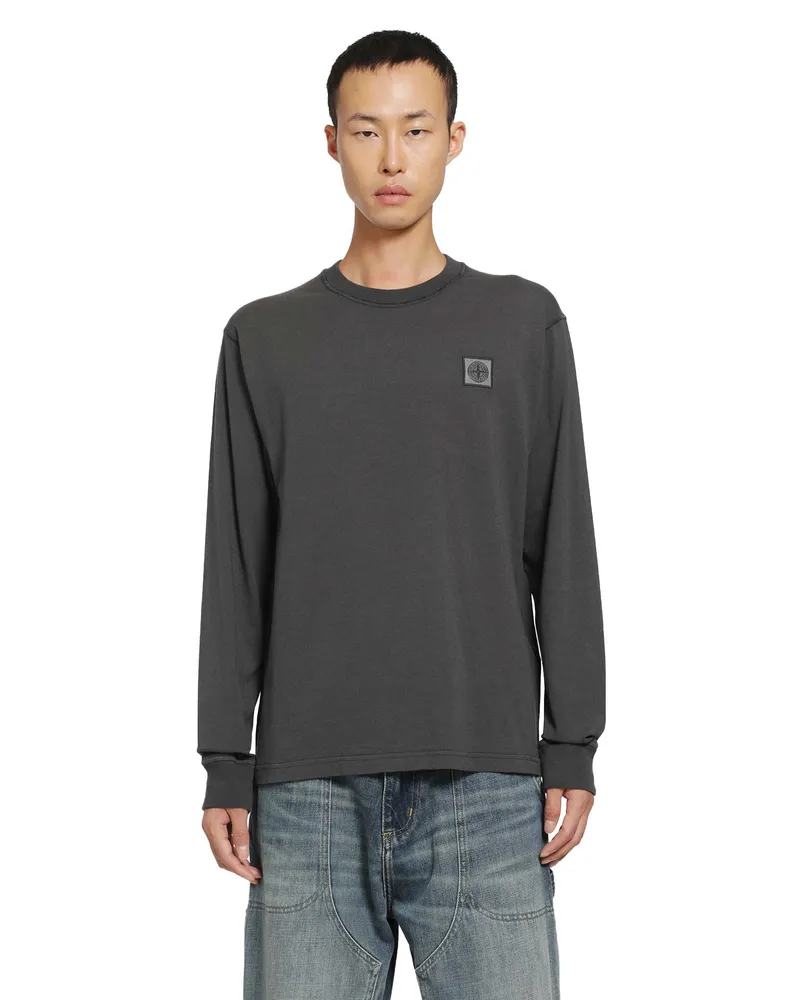 Stone Island 2100025 Cotton Jersey 'Fissato' Effect LS T-Shirt Grey