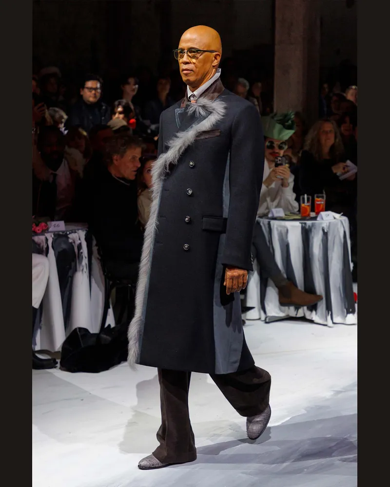 Marni Wool Felt Coat with Fur Trim Black