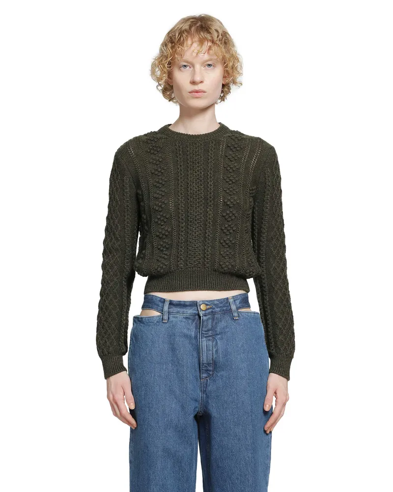 Jil Sander Wool Crewneck Sweater Green