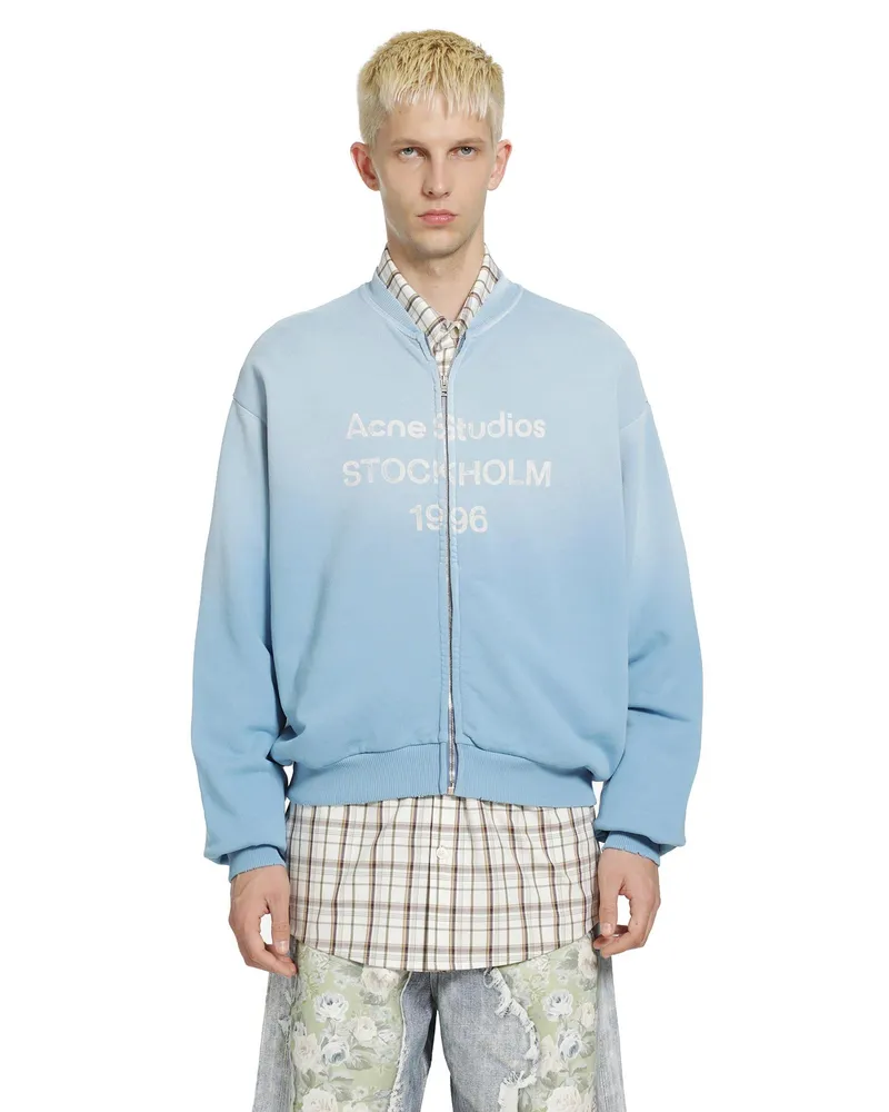 Acne Studios Washed Zip-Up Cardigan Blue