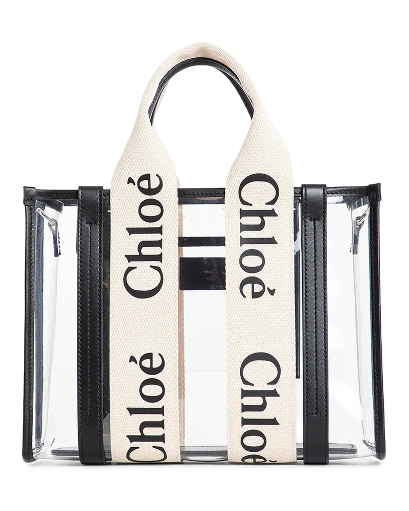 Chloé Woody small tote bag in jelly and leather Black