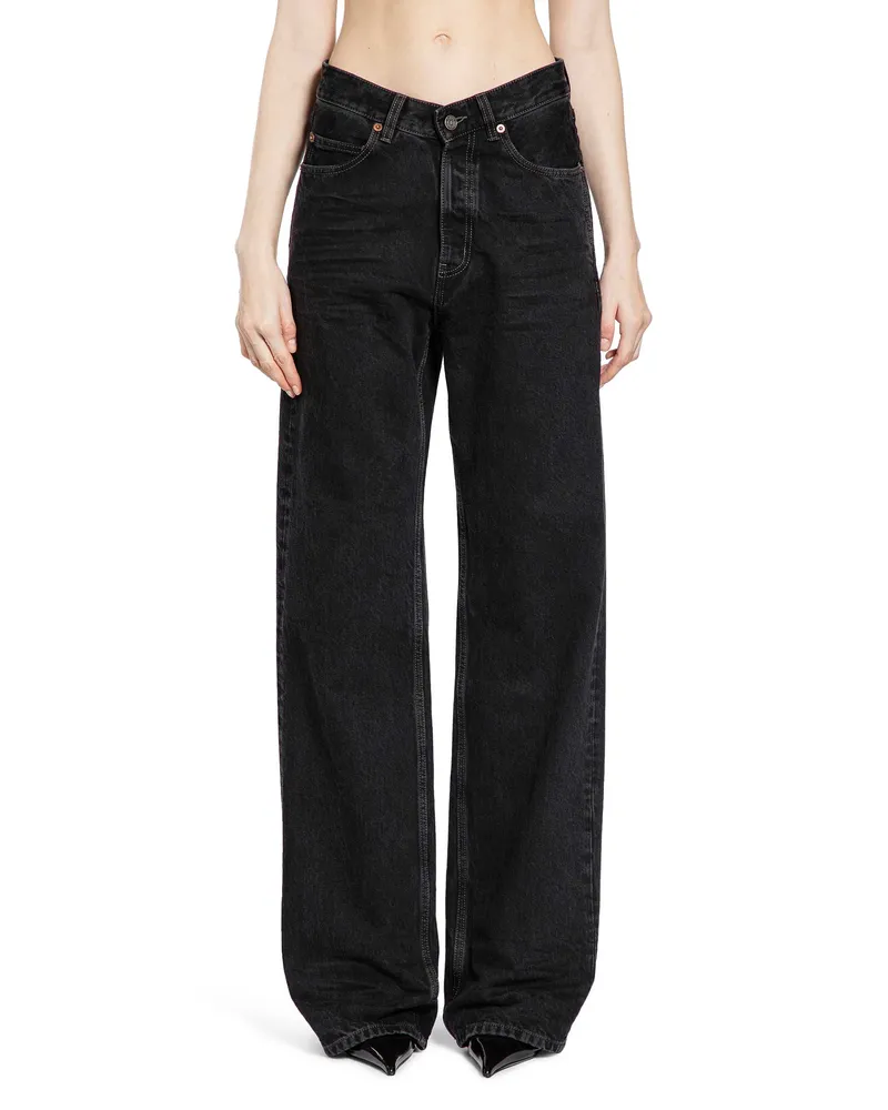 Saint Laurent V-Waist Long Baggy Jeans Black