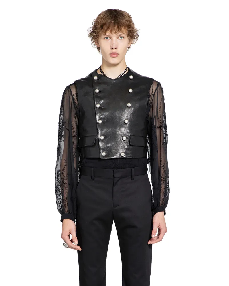 Ann Demeulemeester Dino Vest in Leather Black