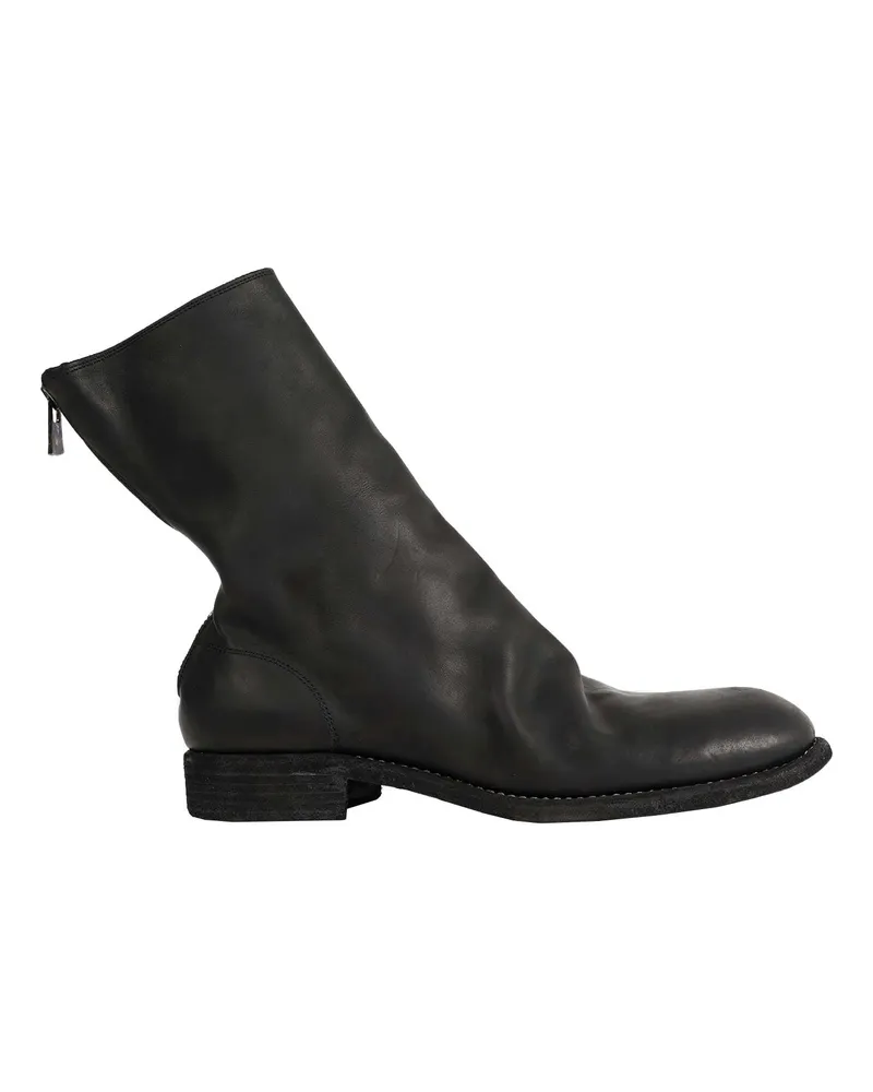 GUIDI Zipped Leather Ankle Boots Black