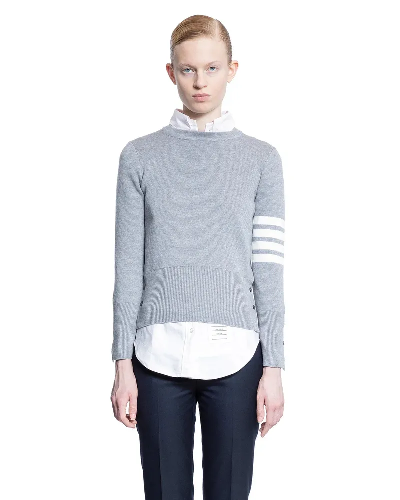 Thom Browne Milano Stitch Merino Wool 4-Bar Sweater Grey