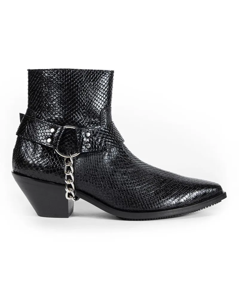 Junya Watanabe Snake Print Texas Ankle Boots Black