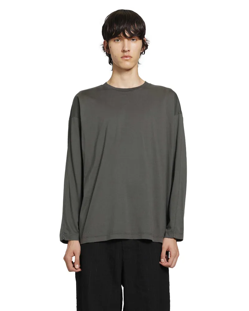 TRANSIT Cotton Jersey Long Sleeve T-Shirt Grey