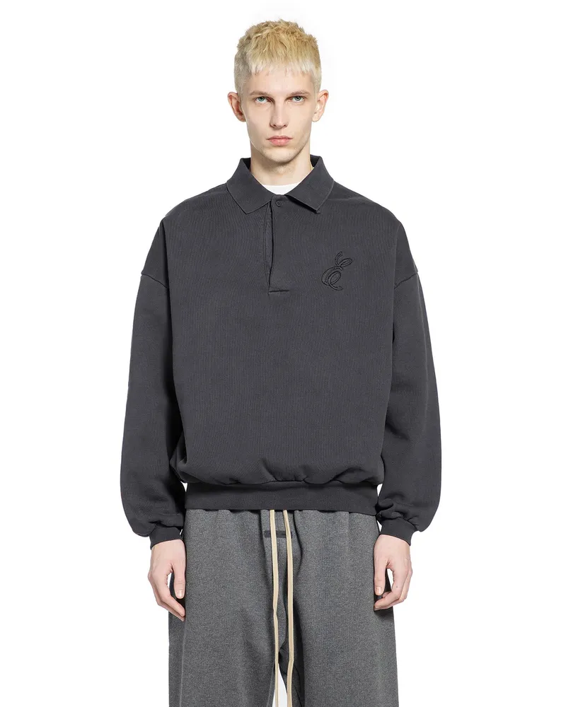 Fear of God Embroidered Classic Polo Sweatshirt Black