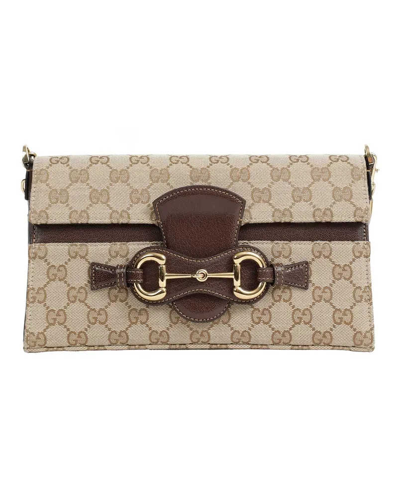 Gucci Horsebit Ristretto Medium Shoulder Bag Brown
