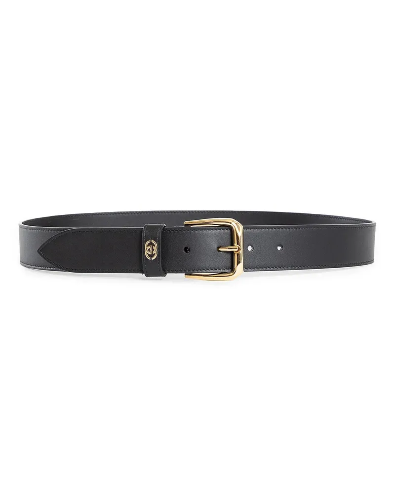 Gucci squared buckled belt and interlocking g Black