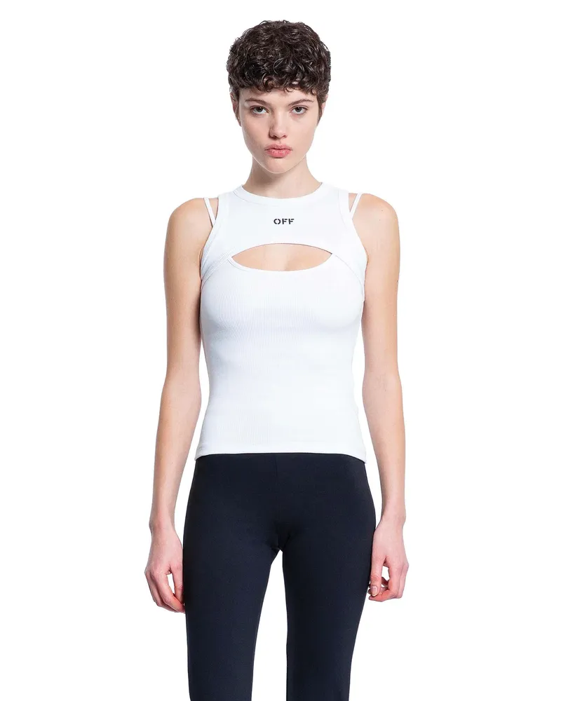 OFF-WHITE Off Stamp Ribbed Row Top White