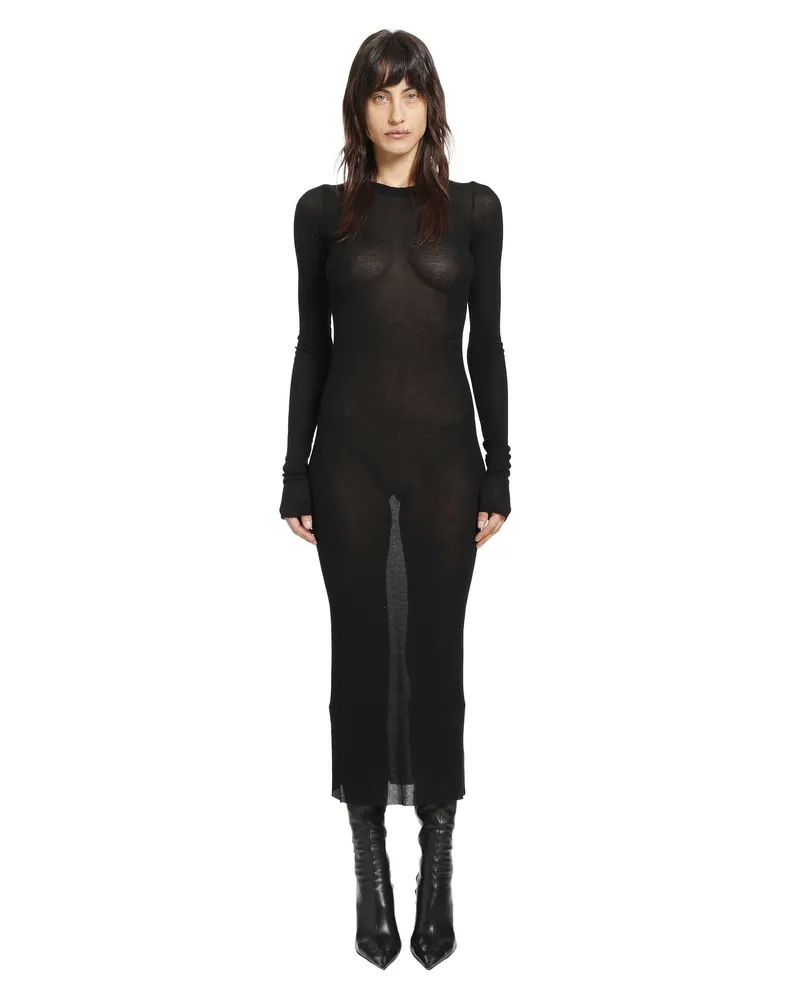 Rick Owens Temple Rib Long Sleeves Dress Black
