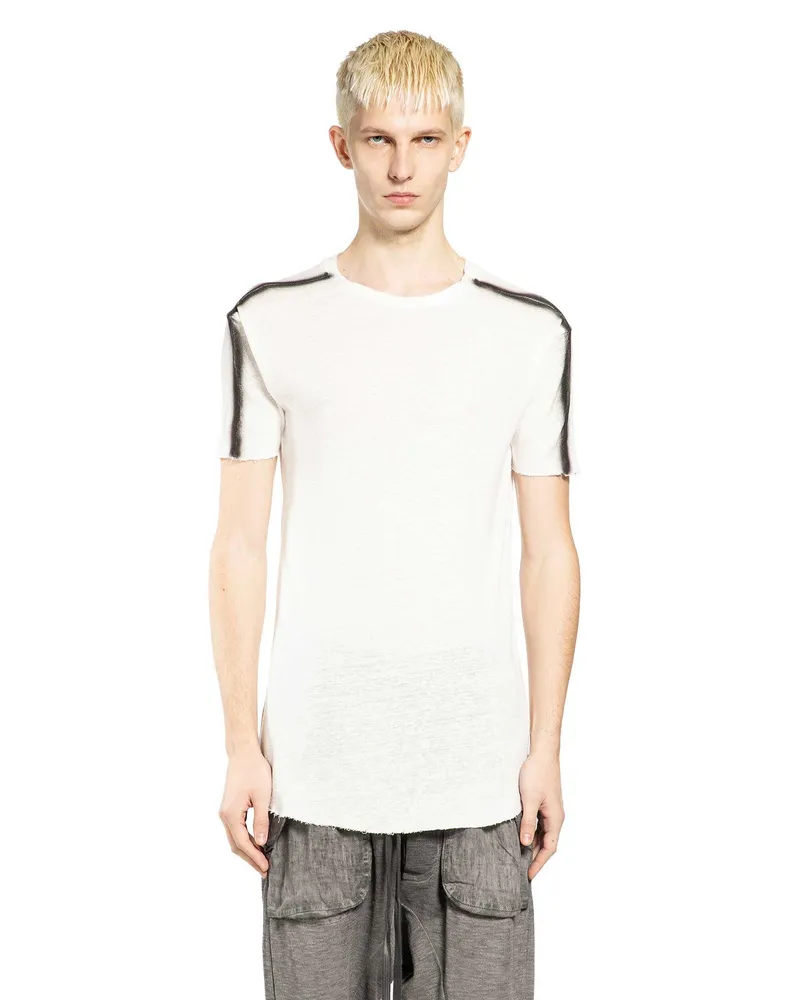 THOM KROM Spliced Viscose Linen T-Shirt White