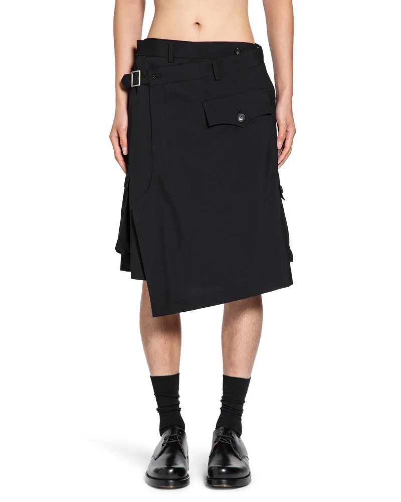 Comme des Garçons Asymmetric Overlay Shorts Black