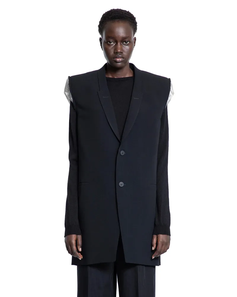 Rick Owens Hollywood Dirt Sleeveless Blazer Black