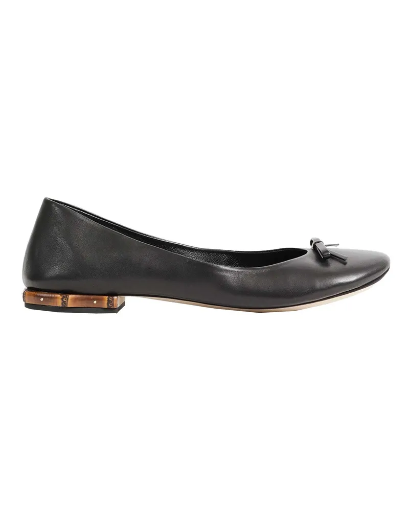 Gucci Leather and Bamboo Ballerinas Black