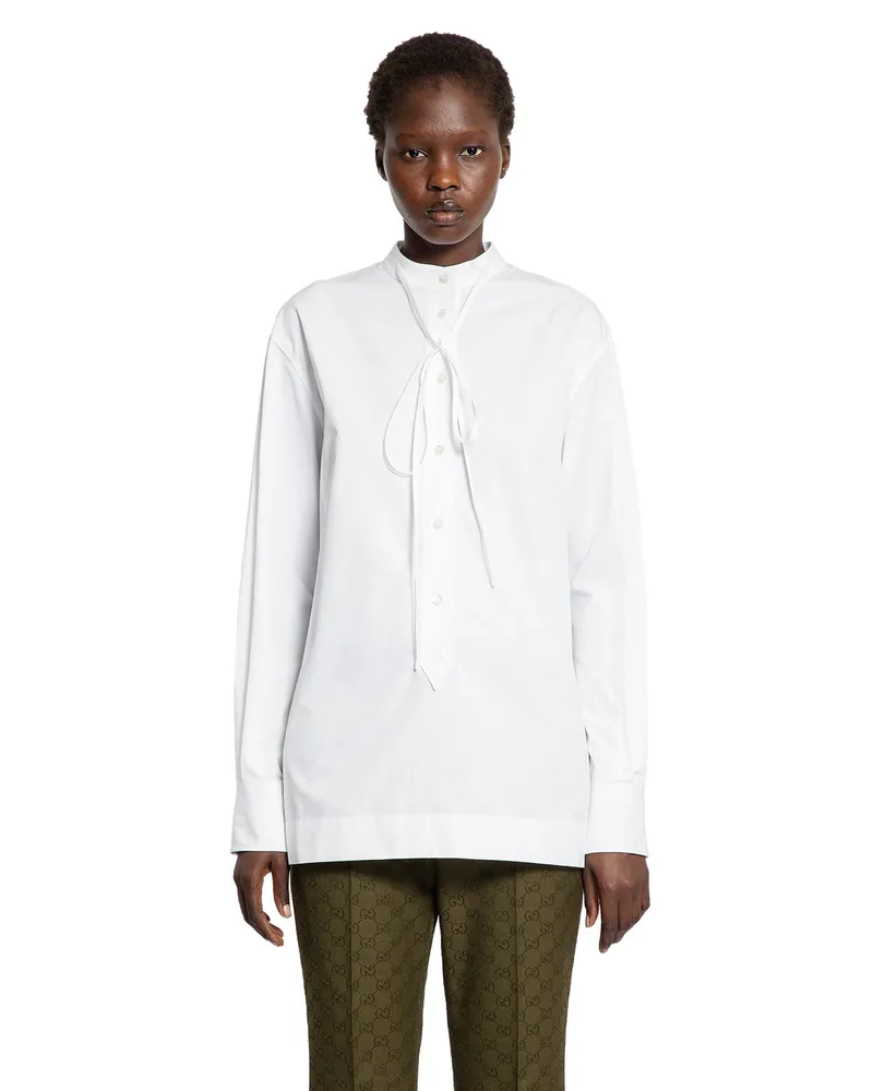 Gucci Half-Button Shirt in Heavy Cotton Poplin White