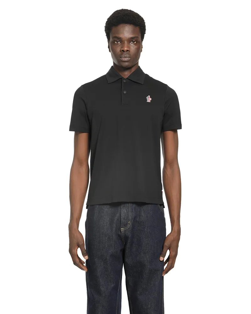 Moncler Logo Patch Polo Shirt Black