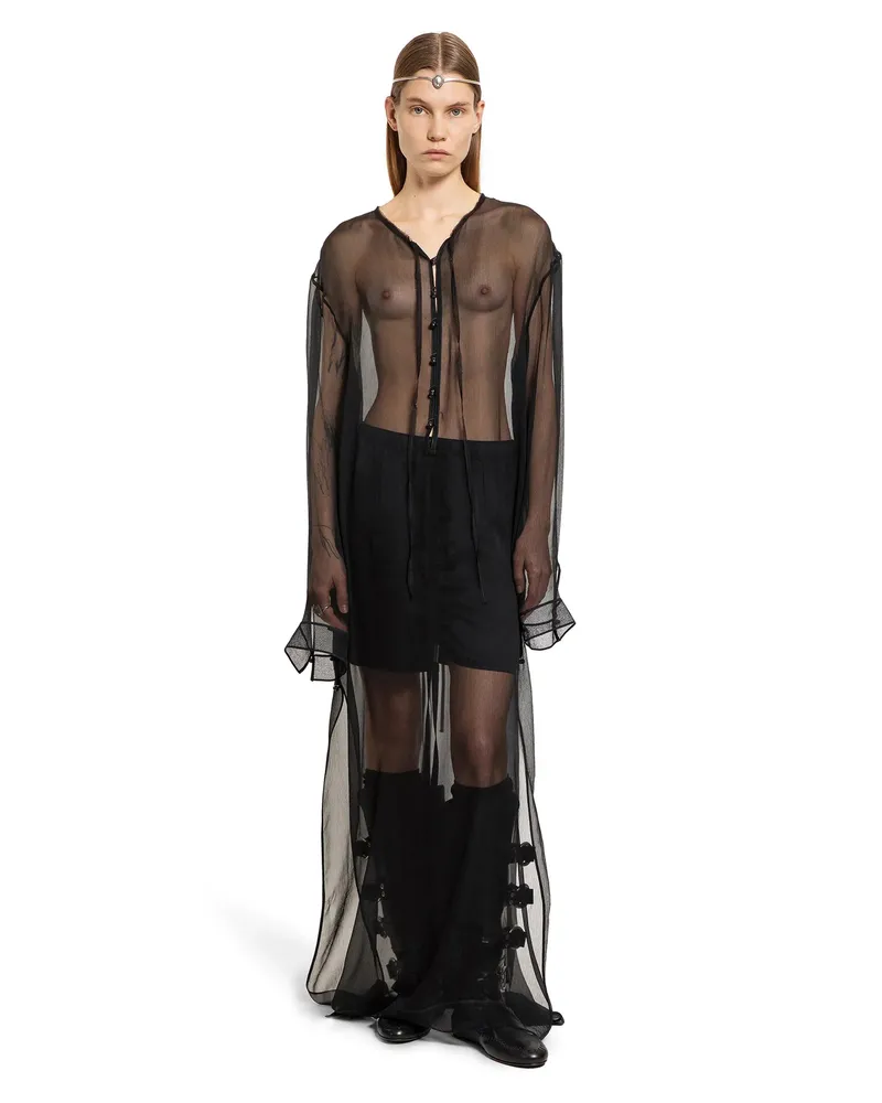 Ann Demeulemeester Matleen X-Long Kaftan Dress Black