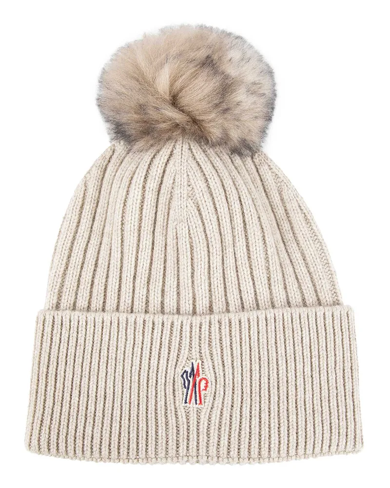 Moncler Cashmere Beanie with Pom Pom Beige