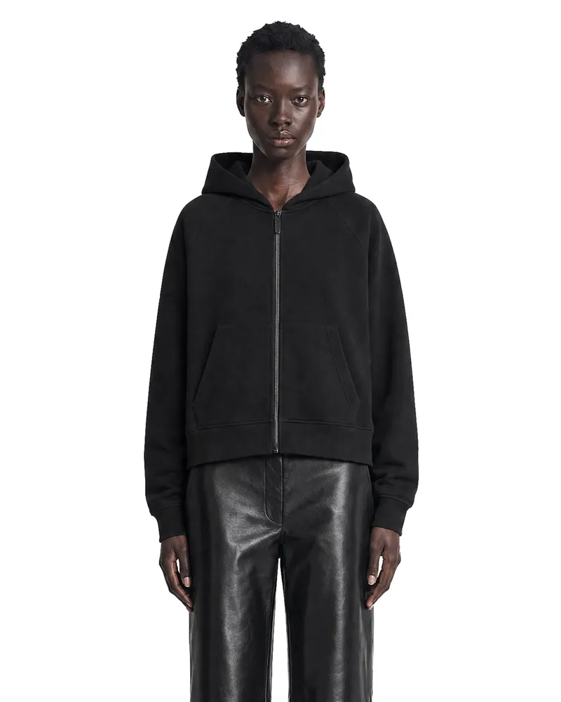 Max Mara Technical Cotton Zip-Up Hoodie Black