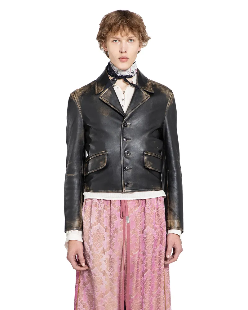 Ann Demeulemeester Malik Jacket in Brushed lambskin Black