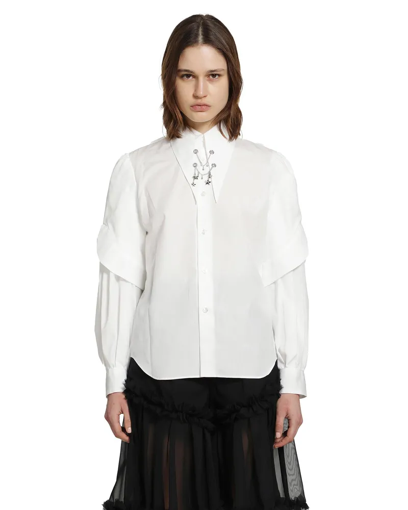 Noir Kei Ninomiya Embellished Cotton Shirt White