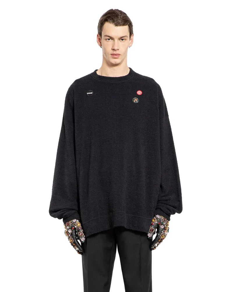 Undercover Embellished Sweatshirt in Fleece Black