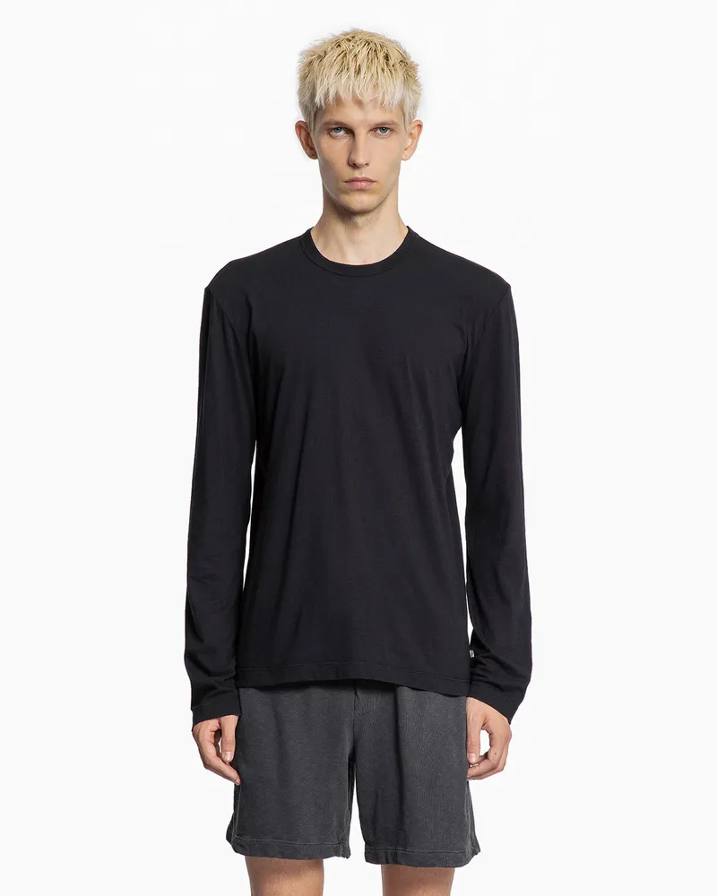 James Perse Lightweight Jersey Long Sleeve T-Shirt Black