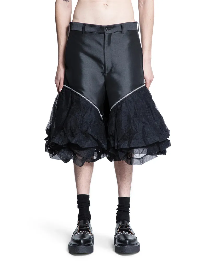 Comme des Garçons Satin and Crinkled Tulle Shorts Black