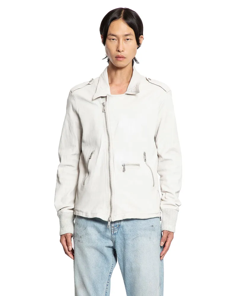 Giorgio Brato Crinkled faux Leather Biker Jacket White