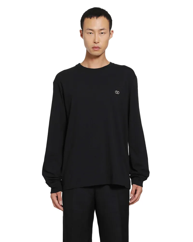 Valentino Garavani VLogo Long Sleeve T-Shirt Black