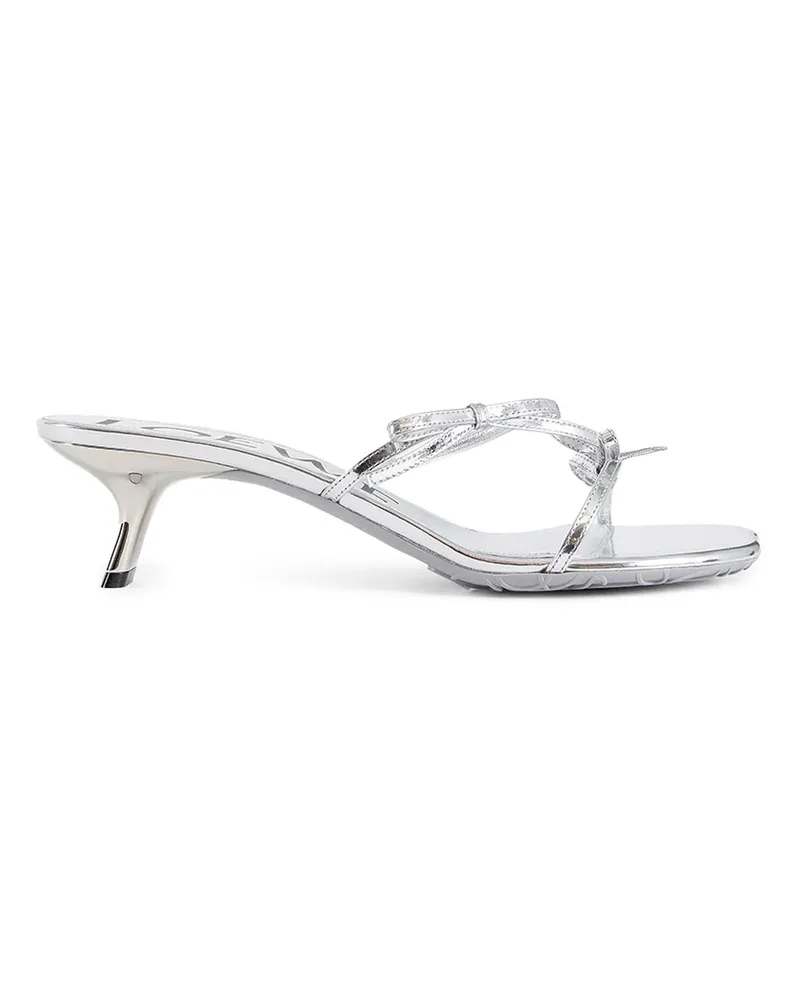 Loewe Petal Bow 45 Mules Silver