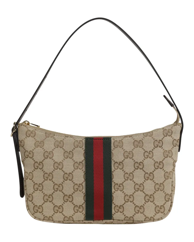 Gucci Lunetta Small Canvas Shoulder Bag Beige