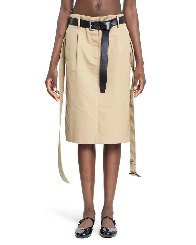 Prada Gonna in twill di cotone Beige