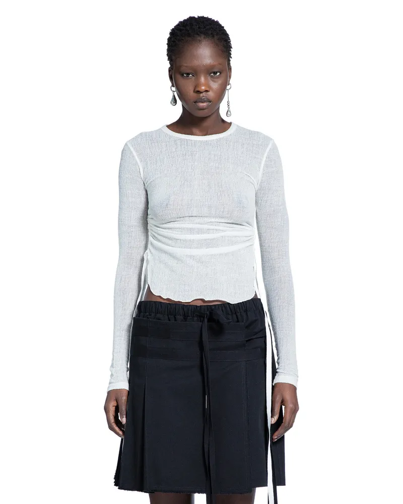 Ann Demeulemeester Oke Long Sleeve Crop Top White