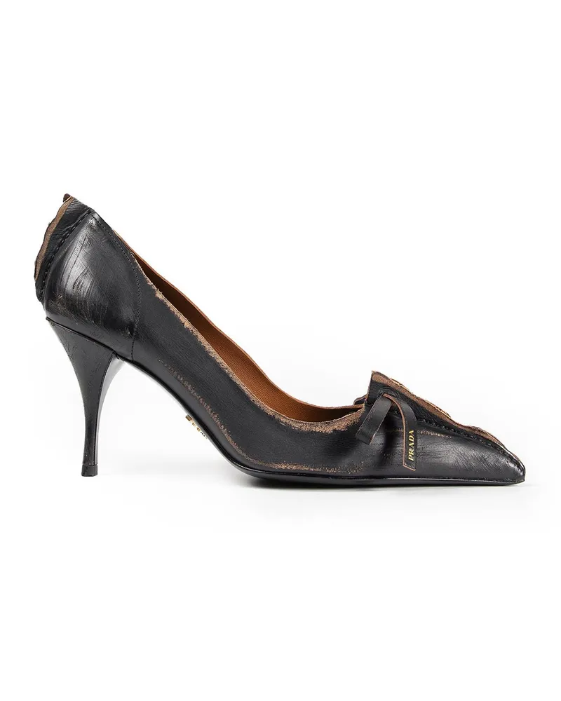 Prada Antiqued Leather Pumps Brown