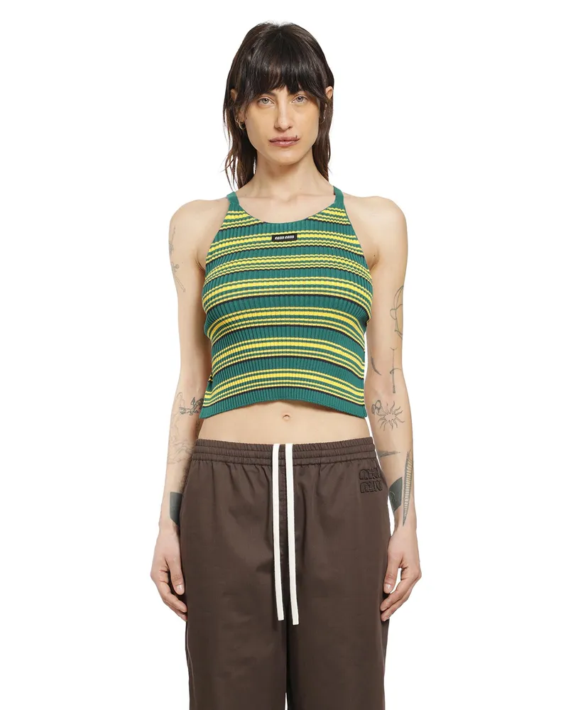 Miu Miu Cotton Knit Top Green