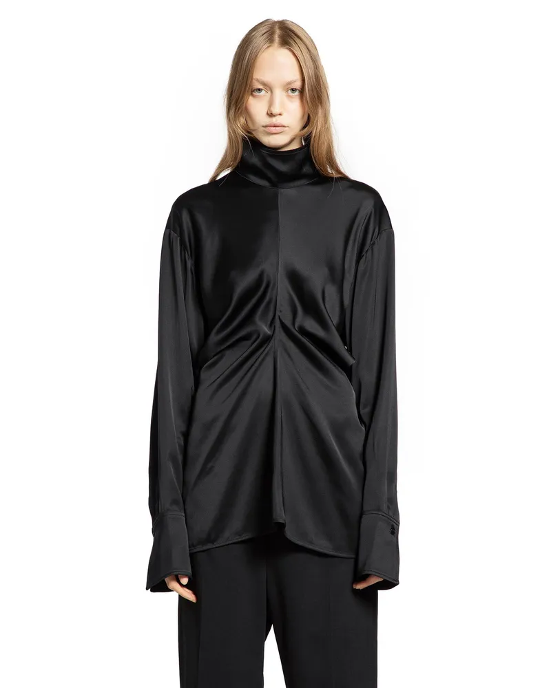 Totême Viscose Slouch Blouse with Collar Black