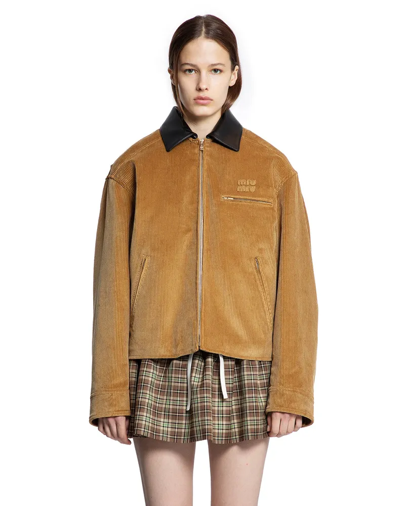Miu Miu Padded Corduroy Blouson Brown