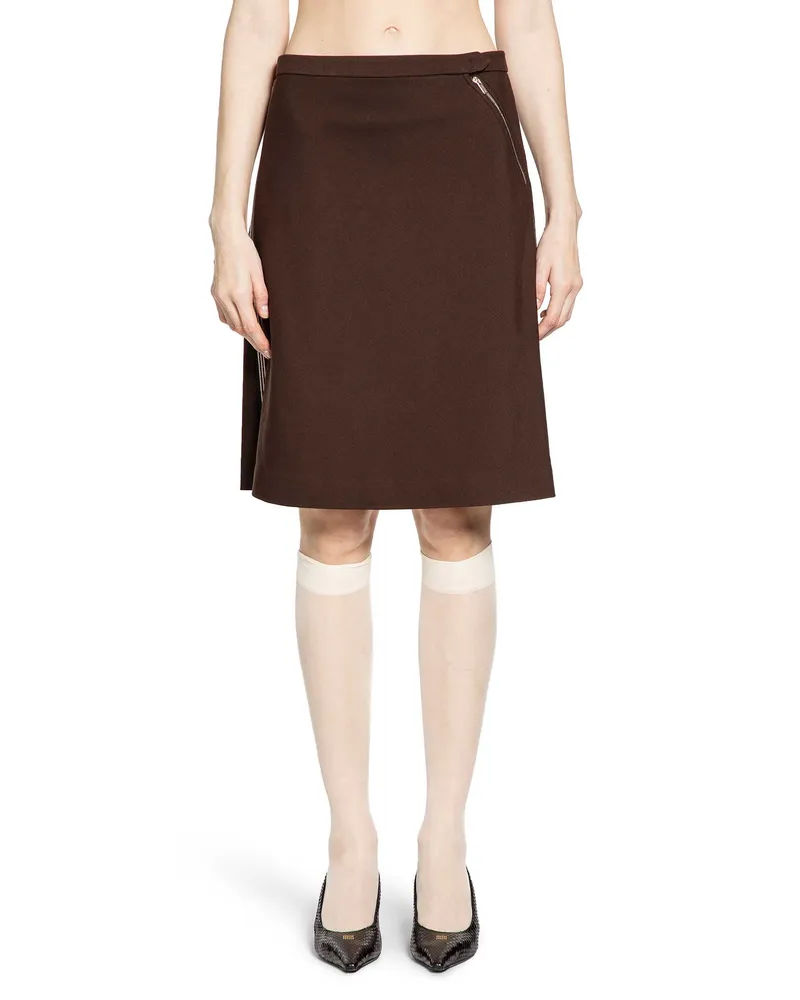 Miu Miu Fabric Stitch Knit Skirt Brown