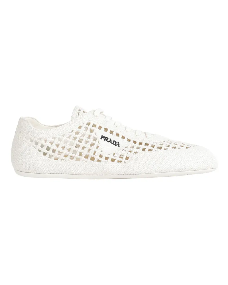 Prada Collapse Crochet Laced Sneakers Beige