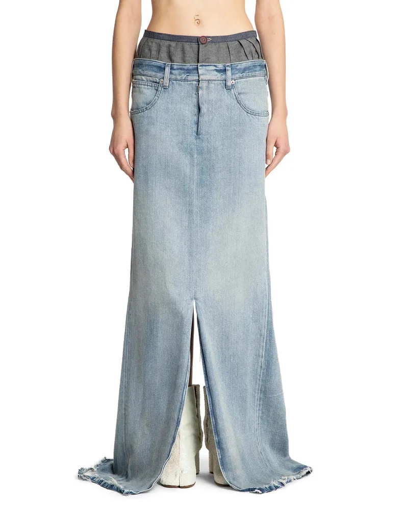 Maison Margiela Anonimità della fodera della lunga gonna di jeans Blue