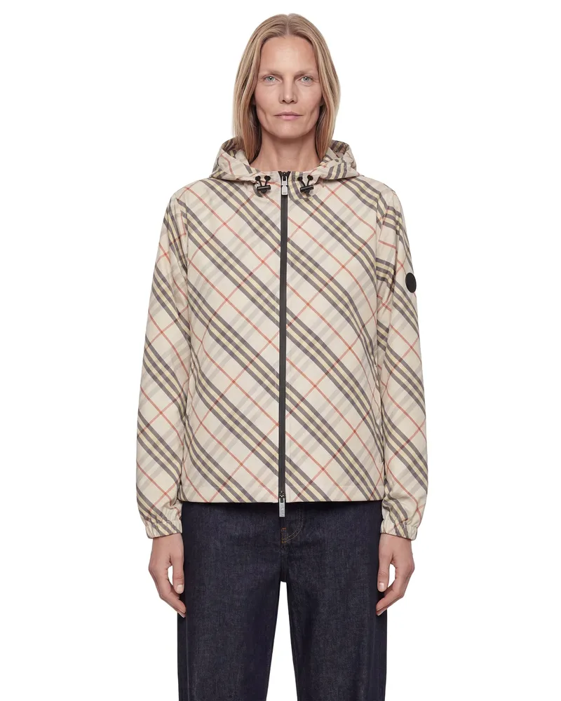 Burberry Check Salcombe Hooded Jacket Beige